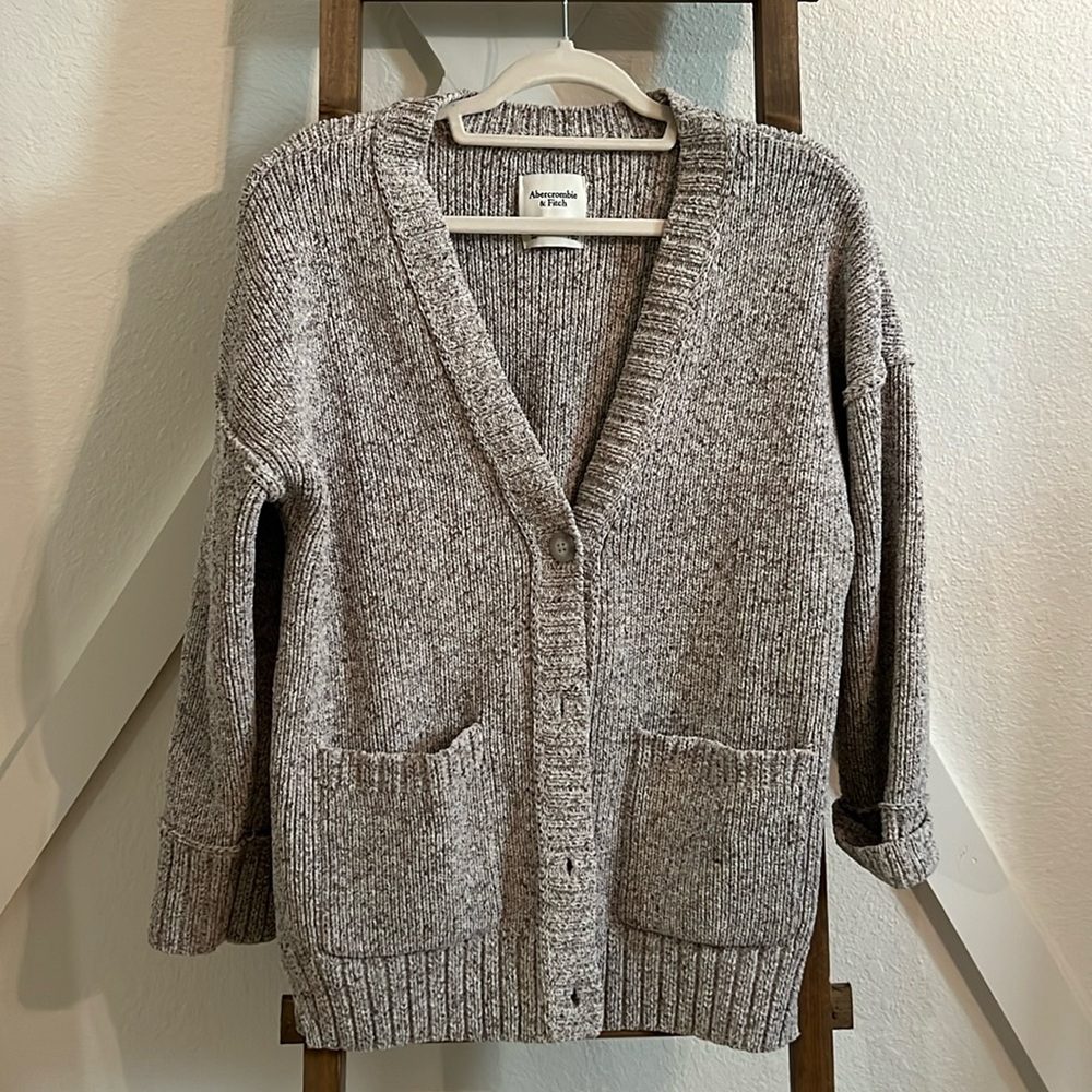Abercrombie & Fitch Grey Marble Chunky Knit Cardigan